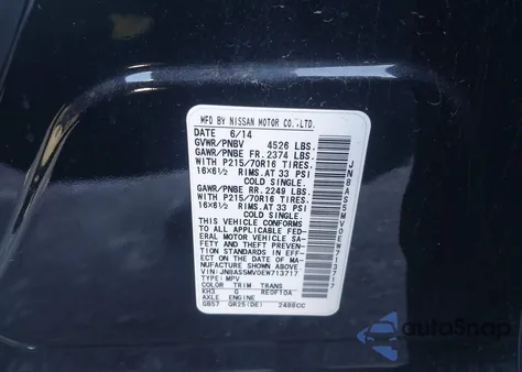 2014 Nissan Rogue Select S из США, поврежденный, VIN JN8AS5MV0EW713717